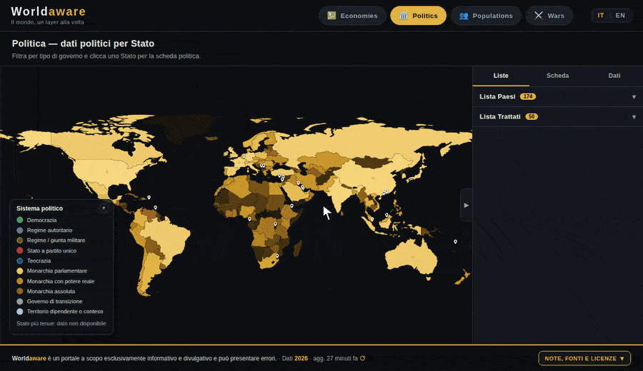 Clic su una voce della legenda per isolare quella categoria sulla mappa